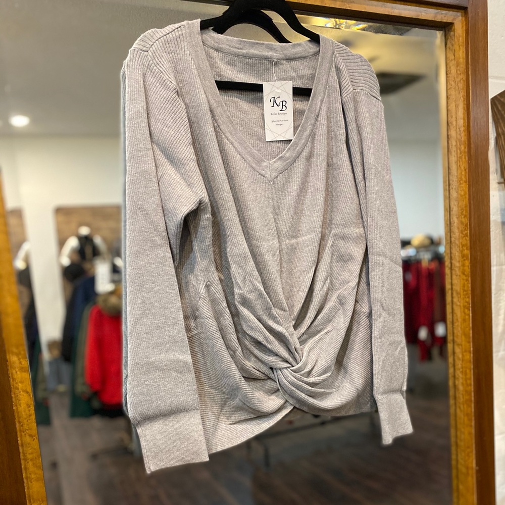 Women’s grey cinch sweater